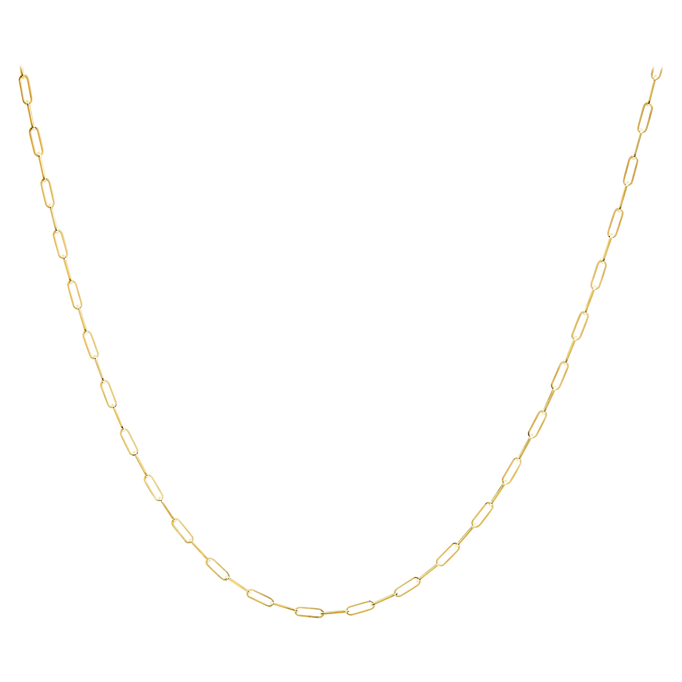 Collier unisexe en or jaune massif 14K avec chaîne à trombones de 2,5 mm 18 pouces