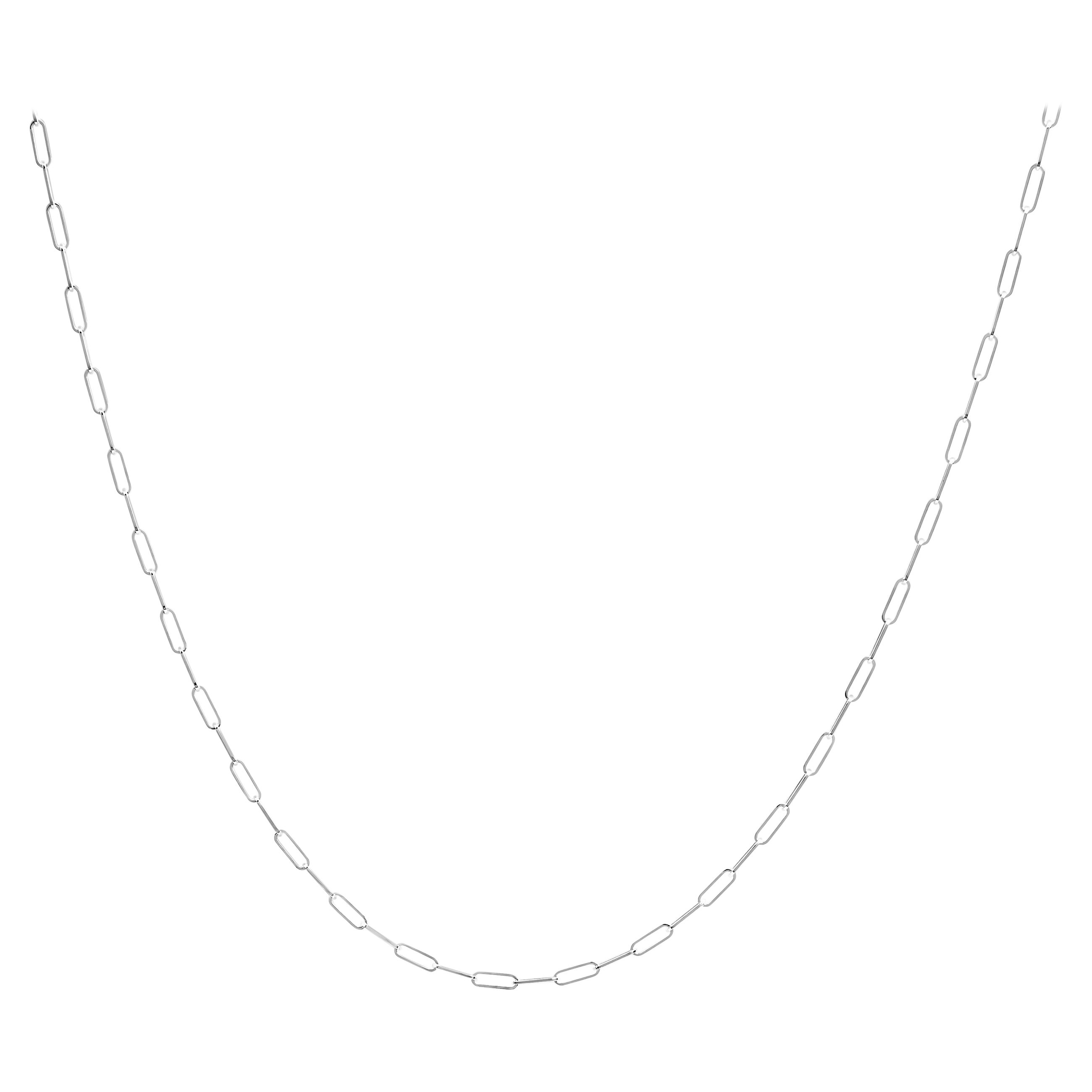 Solid 14K White Gold 2.5mm Paperclip Chain Necklace Unisex 18" Inches For Sale