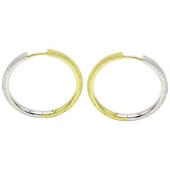 Silver and Gold Textured Medium Hoop Earrings 8