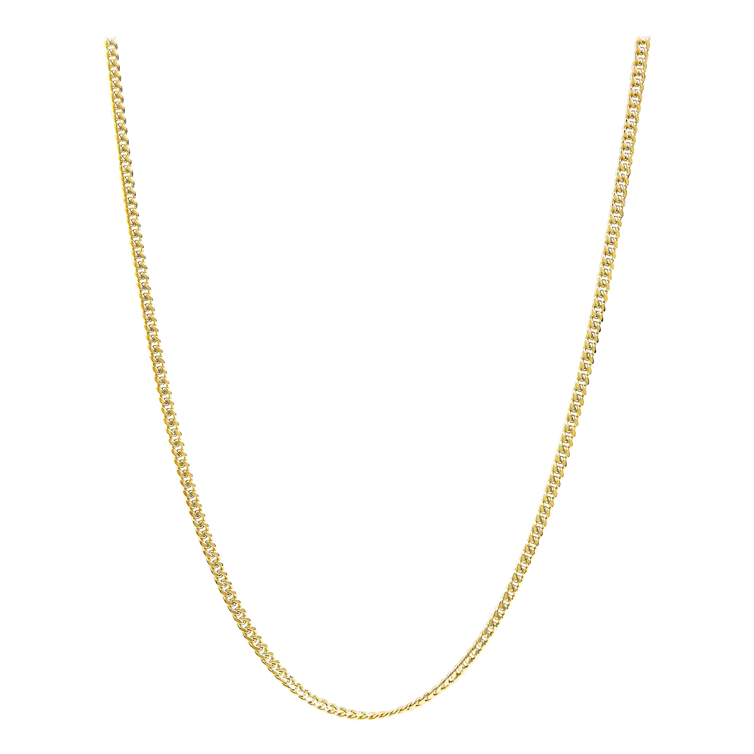Semi-Solid 14K Yellow Gold 4.5mm Miami Cuban Chain Necklace - 22 Inches For Sale