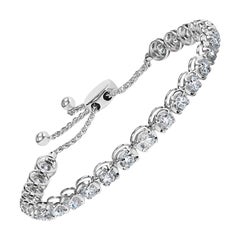 Bracelet tennis Bolo réglable en or blanc 14 carats avec diamants de 6,0 carats 4 à 10 carats