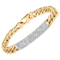 Bracelet cubain ID en or jaune 10 carats et diamants de 1 1/2 carat pour hommes - 8,5 pouces