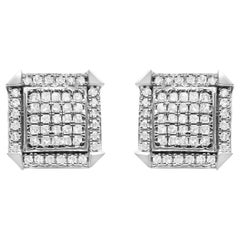 Diamante de 1,0 quilate de oro blanco de 10 quilates  Pendientes compuestos con aureola