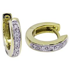 Diamond Gold Huggie Hoop Earrings 11