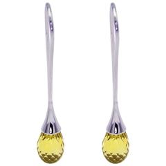 Citrine Briolette and Sterling Silver Drop Earrings