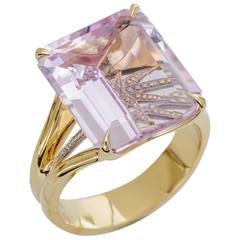 H. Stern 12.69 Carat Amethyst Diamond Noble Gold Ring 