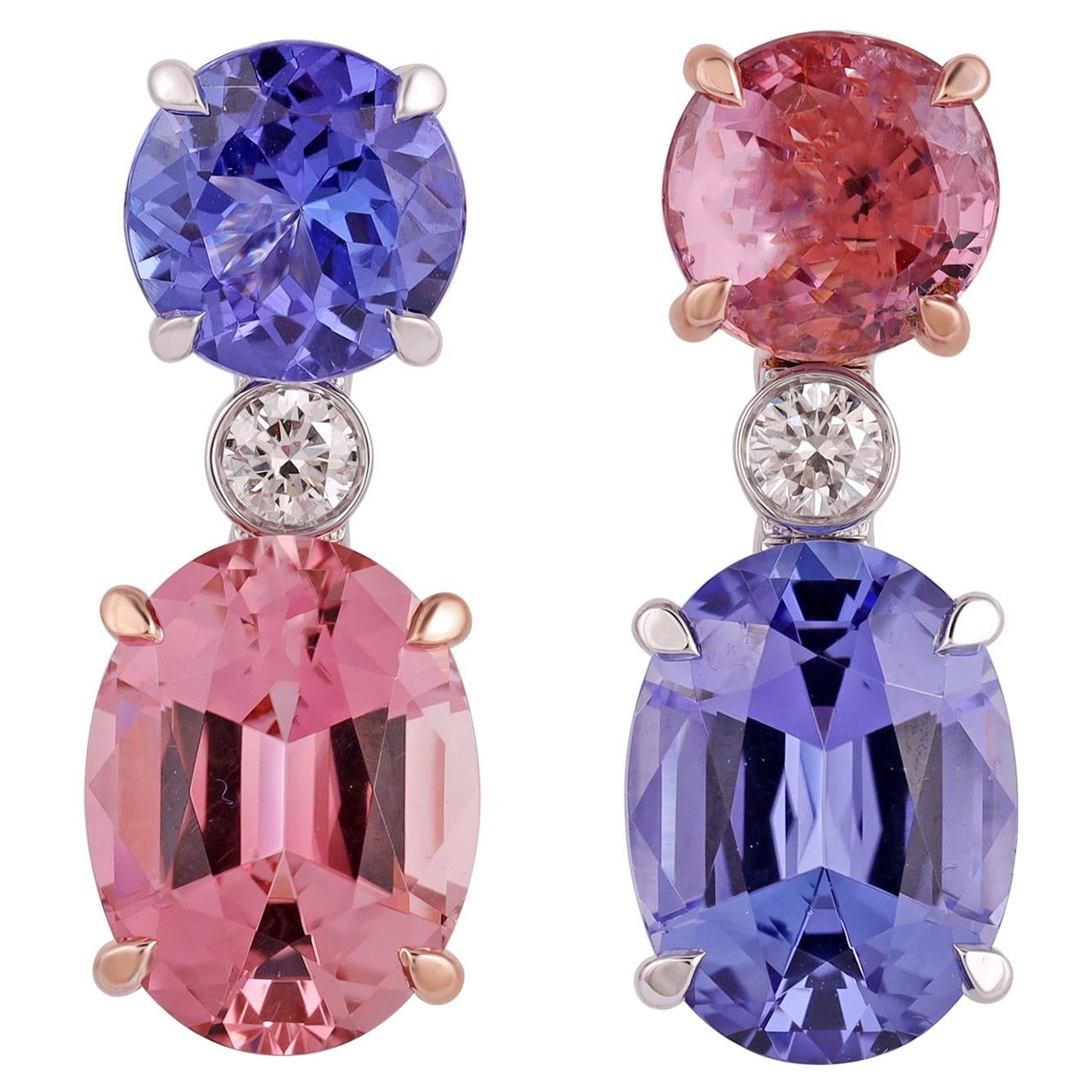 Tanzanite, Spinel, Tourmaline and Diamond Earring  For Sale