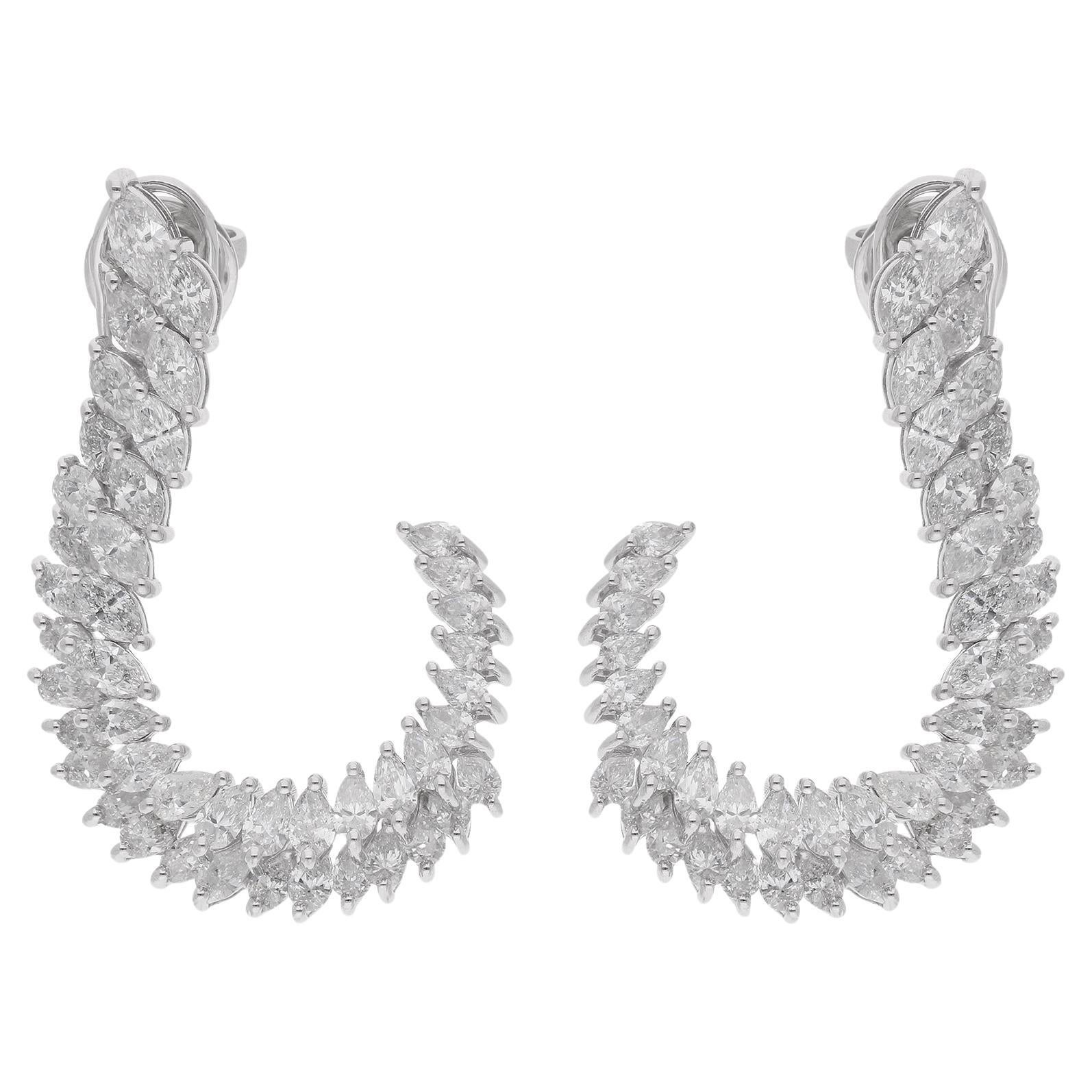 Boucles d'oreilles en or blanc 14 carats avec diamants poire de couleur naturelle SI Clarity HI en vente