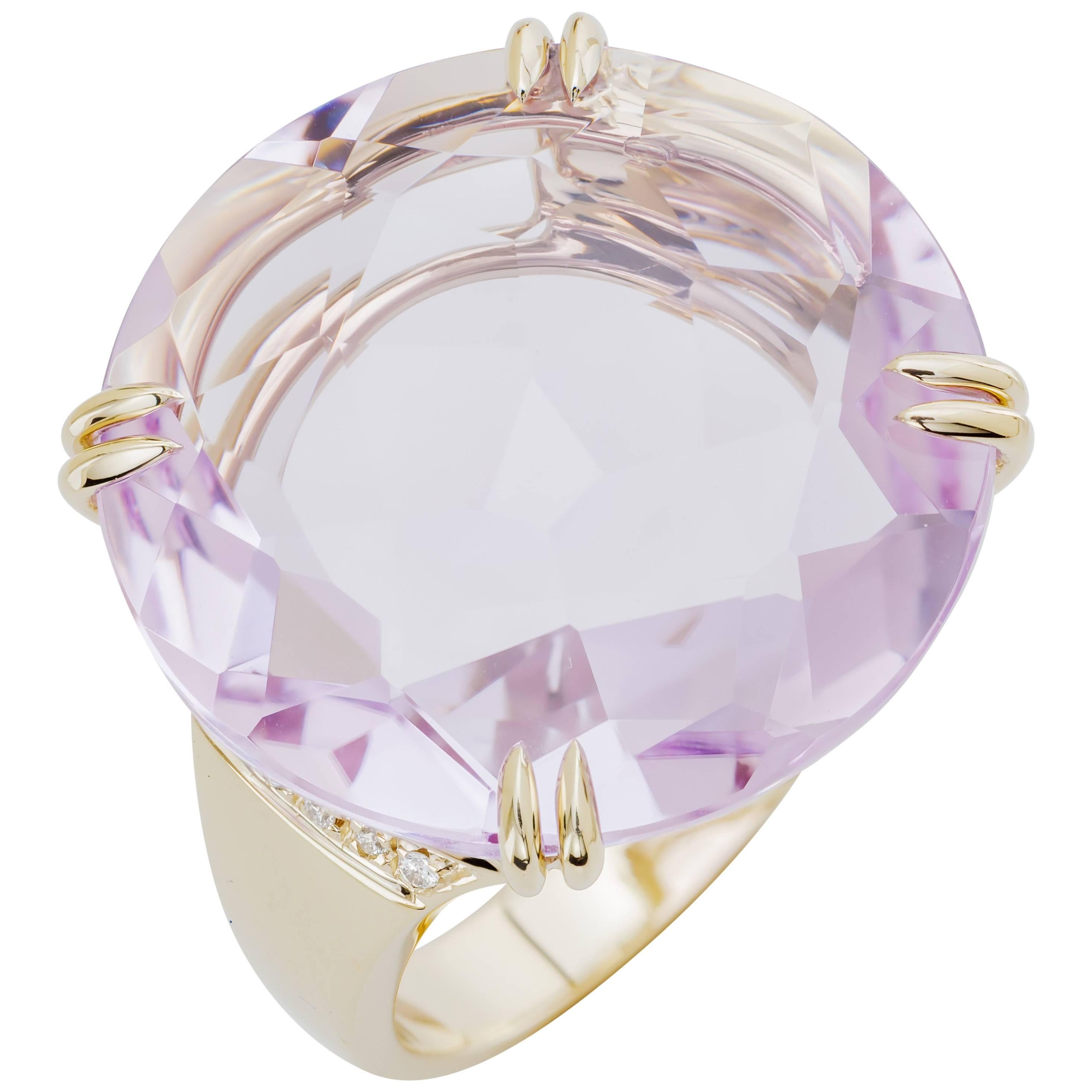 H. Stern 18.22 Carat Amethyst  Diamond Gold Cobblestone Ring