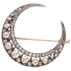 Broche en or et argent de 3,45 carats Diamants taille ancienne et taille rose