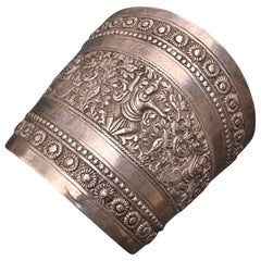 Fabulous Art Deco French-Indochina Silver Cuff Bracelet 
