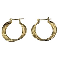 14 Karat Yellow Gold Twist Hoop Earrings #17036