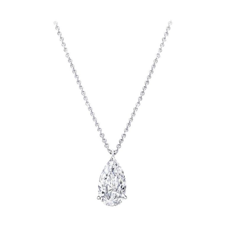 GIA Certified 4 Carat Pear Cut Diamond Pendant Necklace VS1 Clarity F Color For Sale