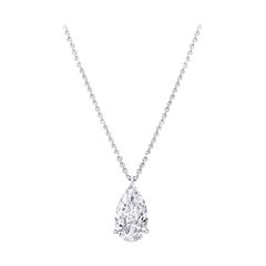 Collier pendentif en or blanc 18 carats avec diamants taille poire de 4,02 carats certifiés GIA