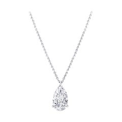 GIA Certified 4 Carat Pear Cut Diamond Pendant Necklace VS1 Clarity F Color