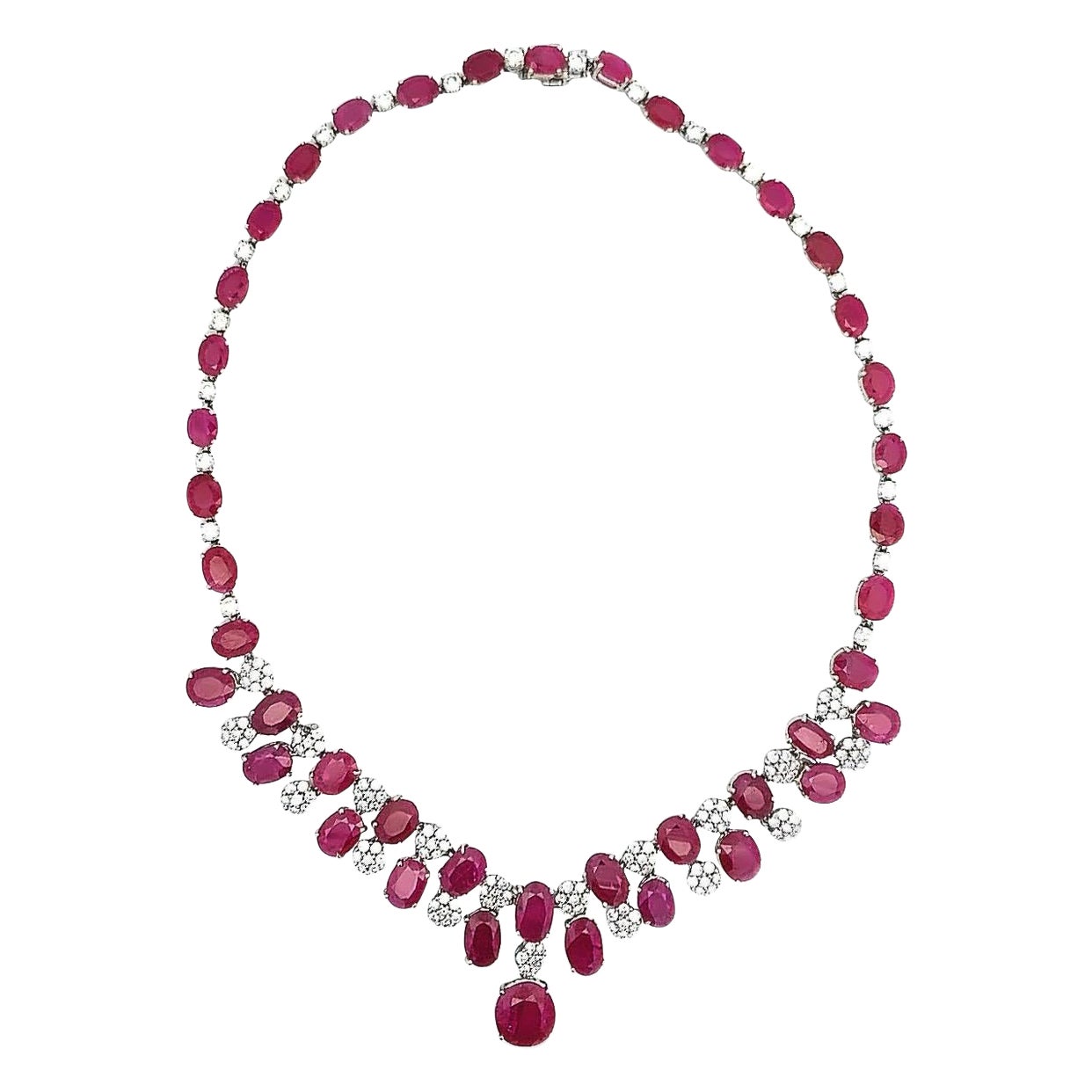 Ruby and Diamond Necklace  For Sale