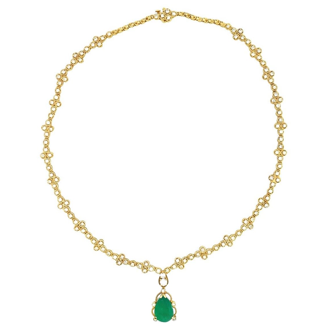 Emerald and Diamond Pendant Necklace