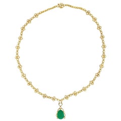 Vintage Emerald and Diamond Pendant Necklace