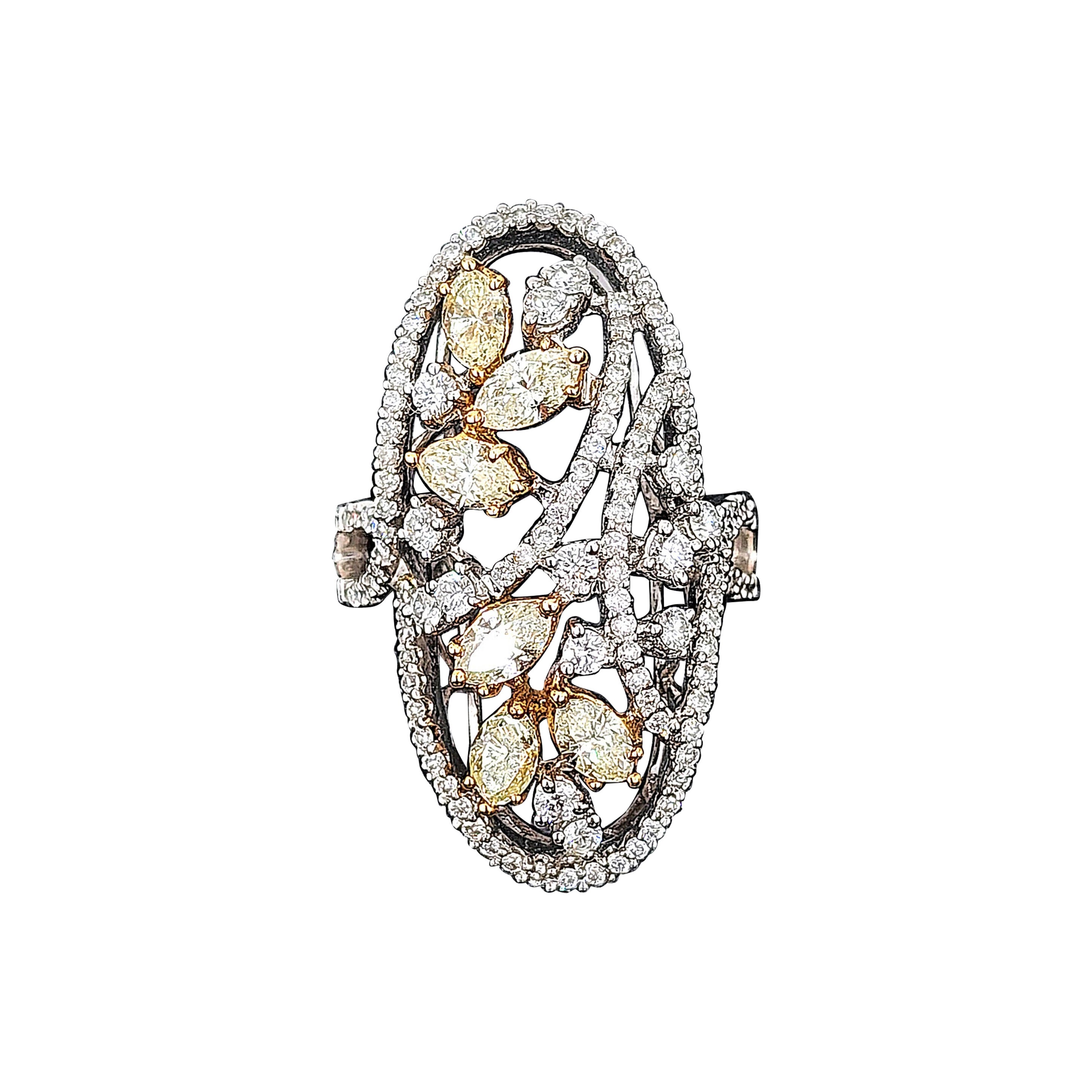 2.16 ct Natural Yellow & Diamond Ring For Sale