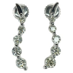 Boucles d'oreilles diamant naturel en or blanc 14K Dangle Bubbles