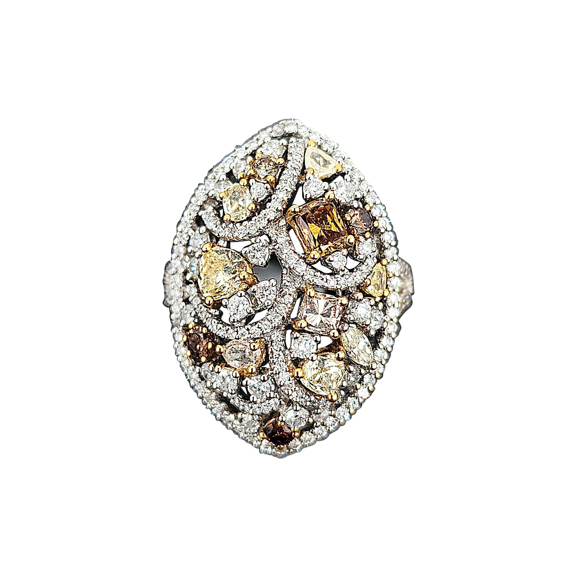 2.21 ct Natural Brown, Yellow, and Pink Diamond Ring