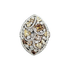 Anello con diamante naturale marrone, giallo e rosa da 2,21 carati