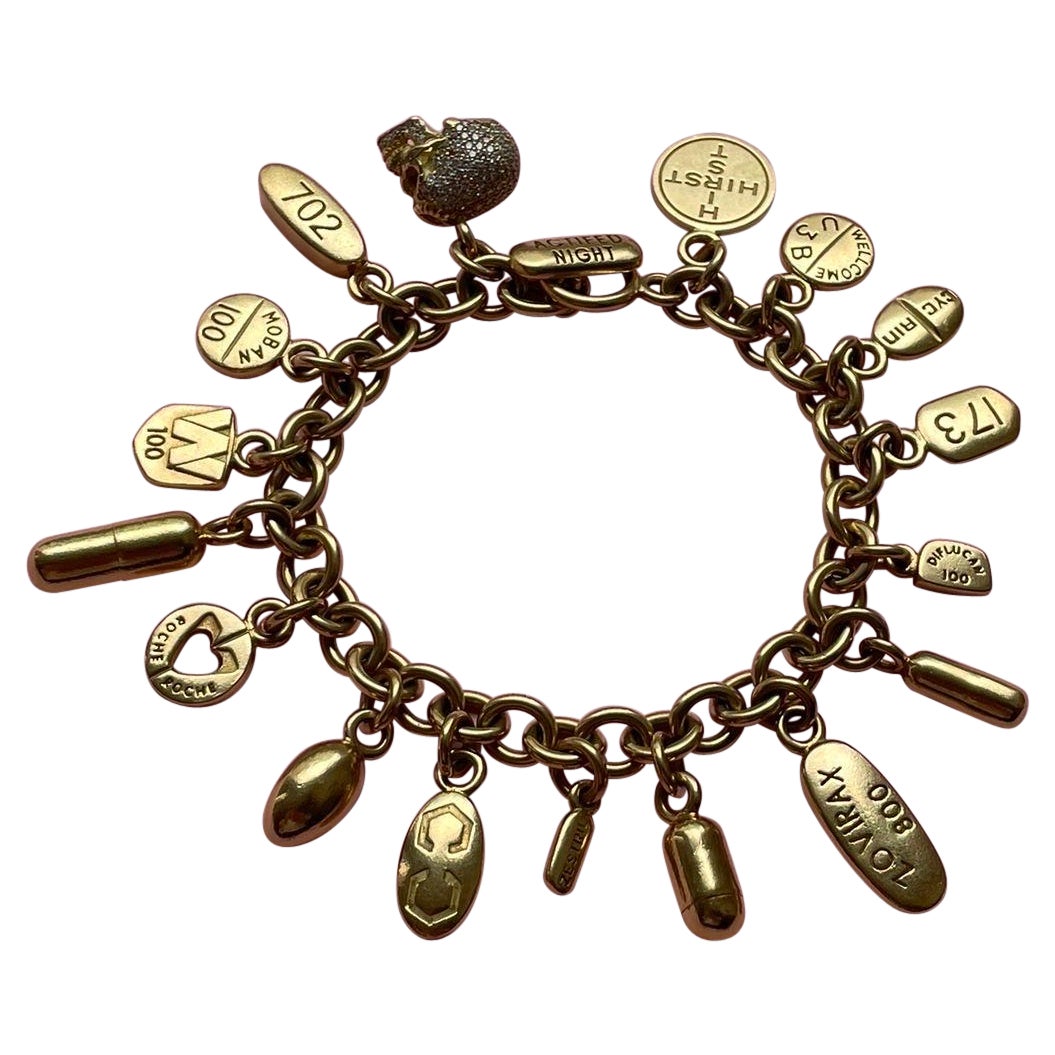 Damien Hirst Pillenarmband aus Gold und Diamanten im Angebot