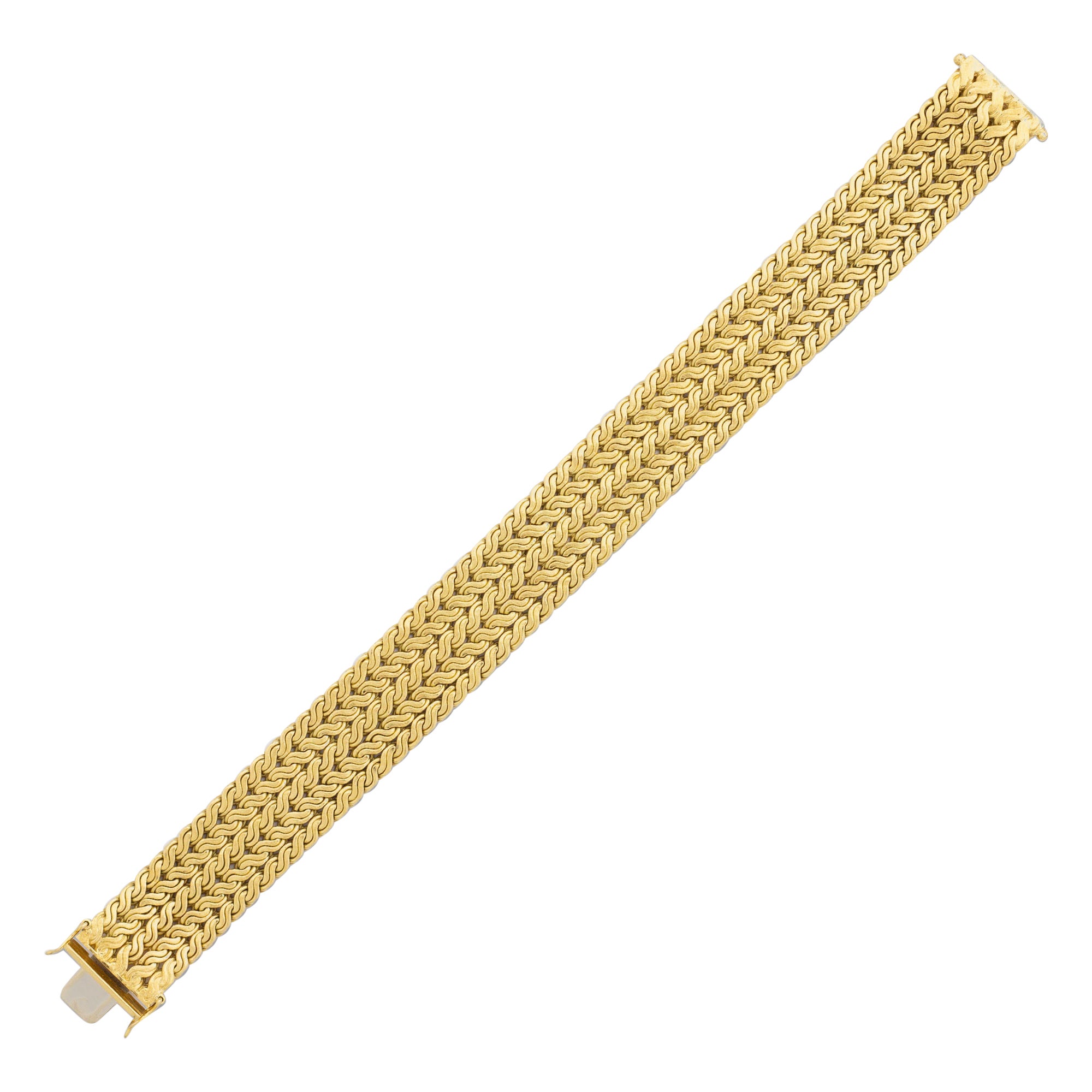 Heavy 18 Karat Yellow Gold Woven Bracelet For Sale