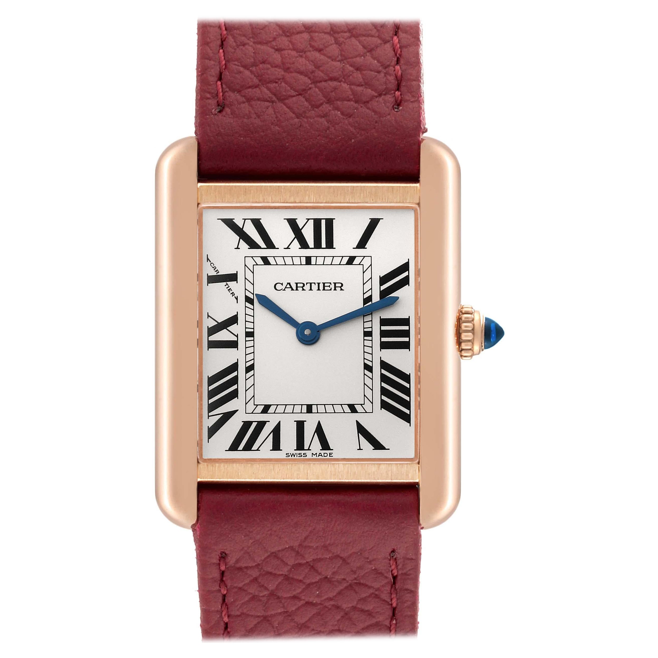 Cartier Montre Tank Solo avec cadran argenté, or rose et acier pour femmes W5200024