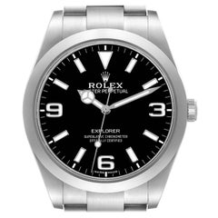 Used Rolex Explorer I 39mm Black Dial Steel Mens Watch 214270 Box Card