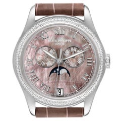 Patek Philippe Annual Calendar White Gold Mother of Pearl Diamond Mens Watch