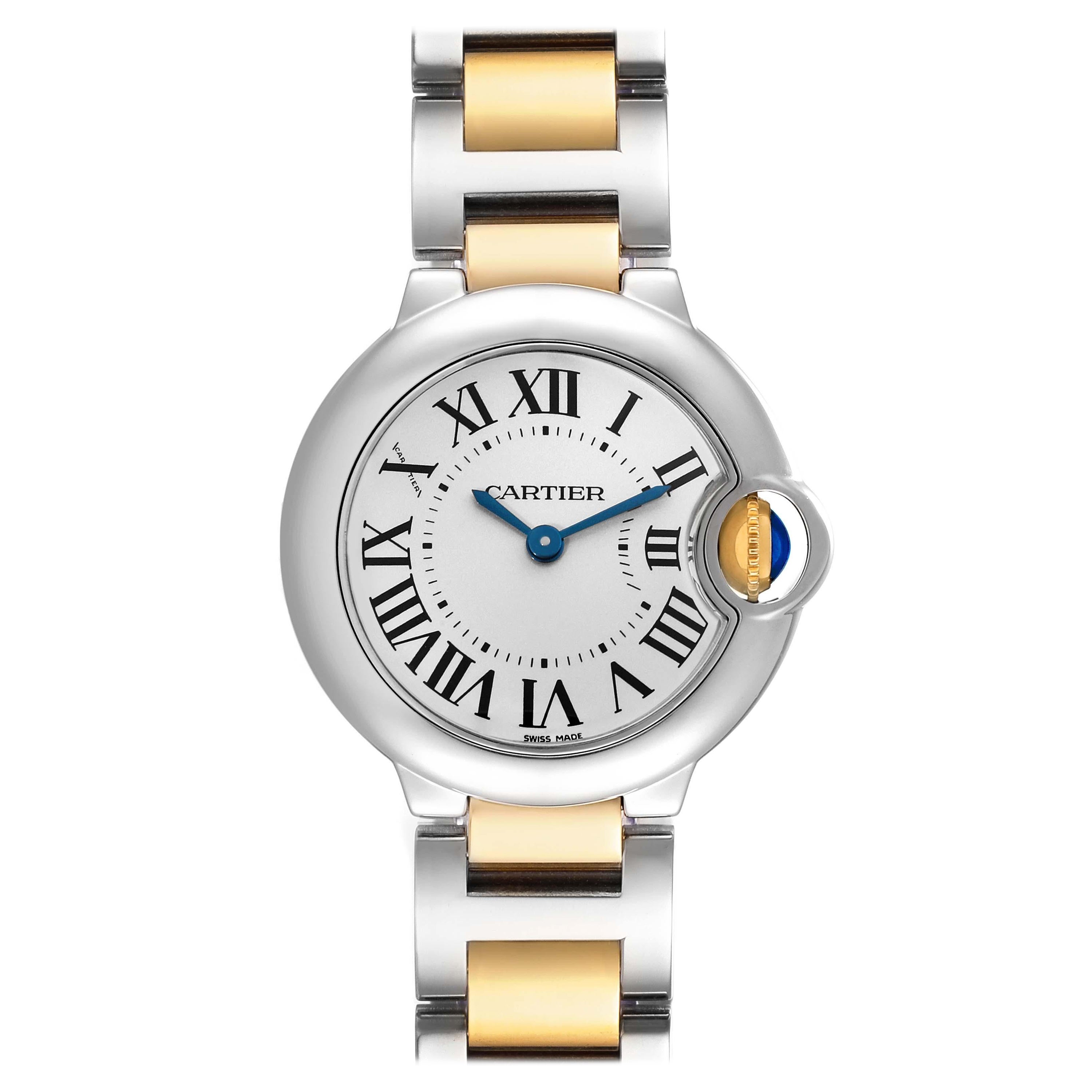 Cartier Ballon Bleu 28mm Steel Yellow Gold Ladies Watch W69007Z3 For Sale