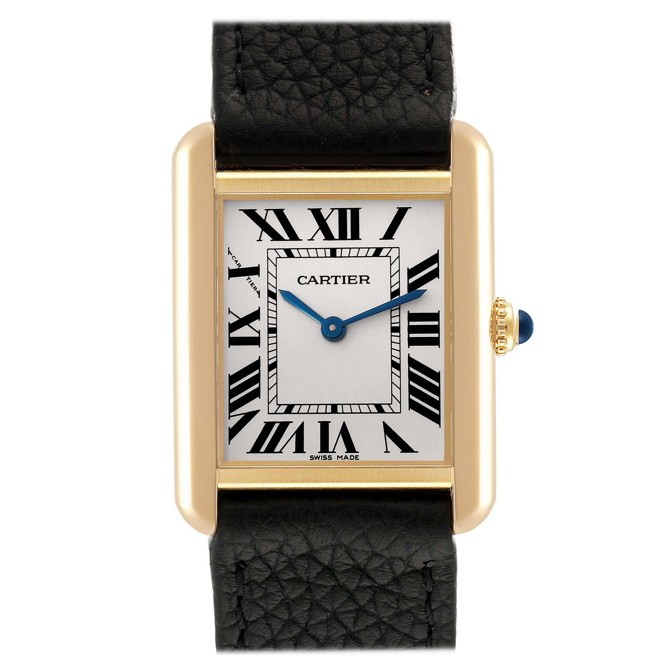 Cartier Tank Solo Yellow Gold Steel Silver Dial Ladies Watch W5200002 Papers