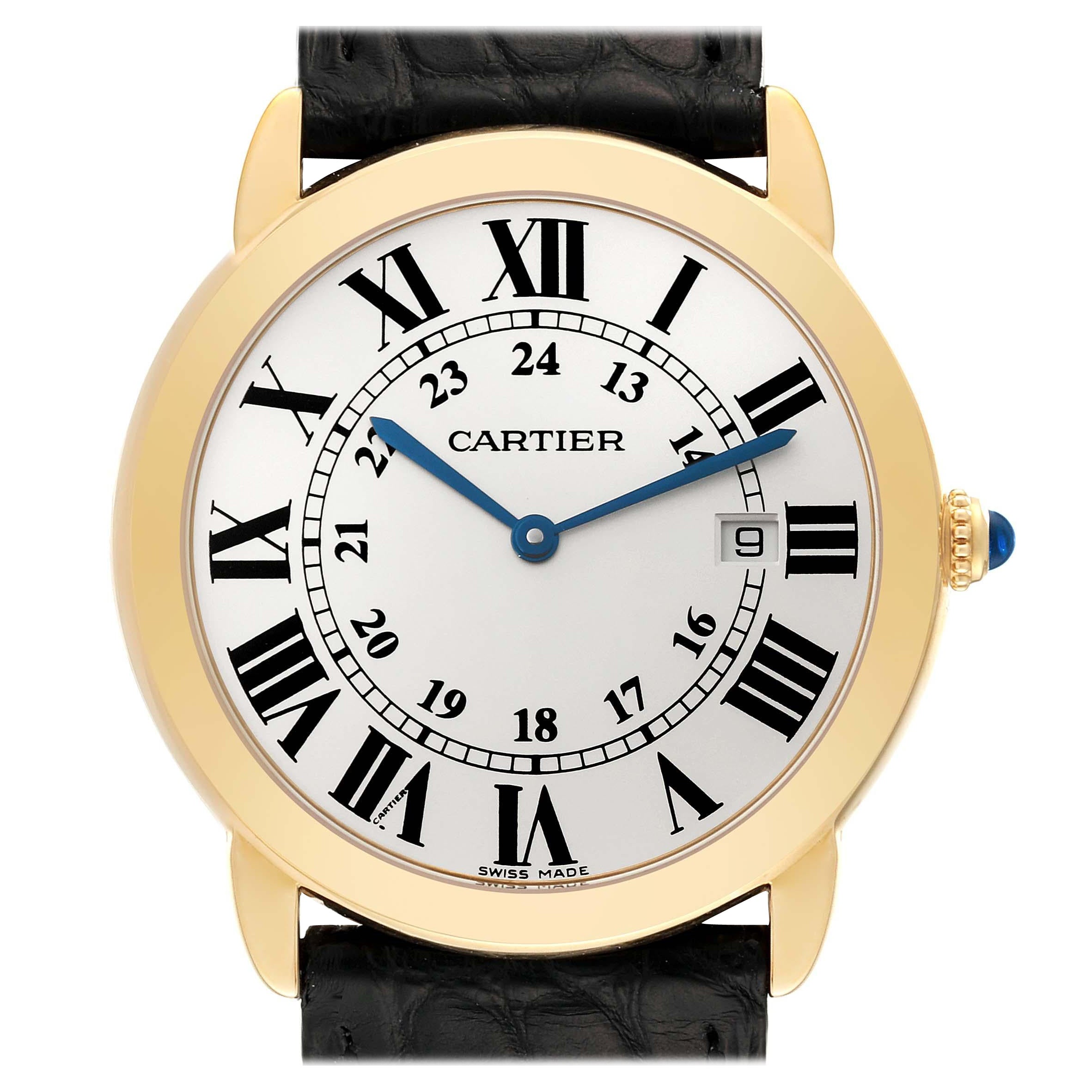 Cartier Ronde Solo 36 mm grande montre pour hommes en or jaune W6700455 non portée en vente