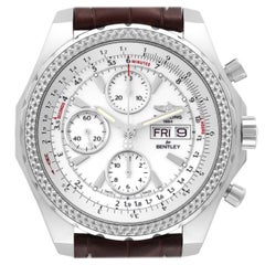 Used Breitling Bentley Motors GT White Dial Steel Mens Watch A13362 Box Card