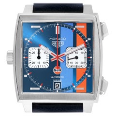 Tag Heuer Mónaco Golfo 2018 Cronógrafo Acero Reloj Caballero CAW211R Caja Tarjeta