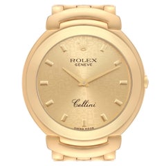 Vintage Rolex Cellini Yellow Gold Champagne Anniversary Dial Mens Watch 6623 Box Papers