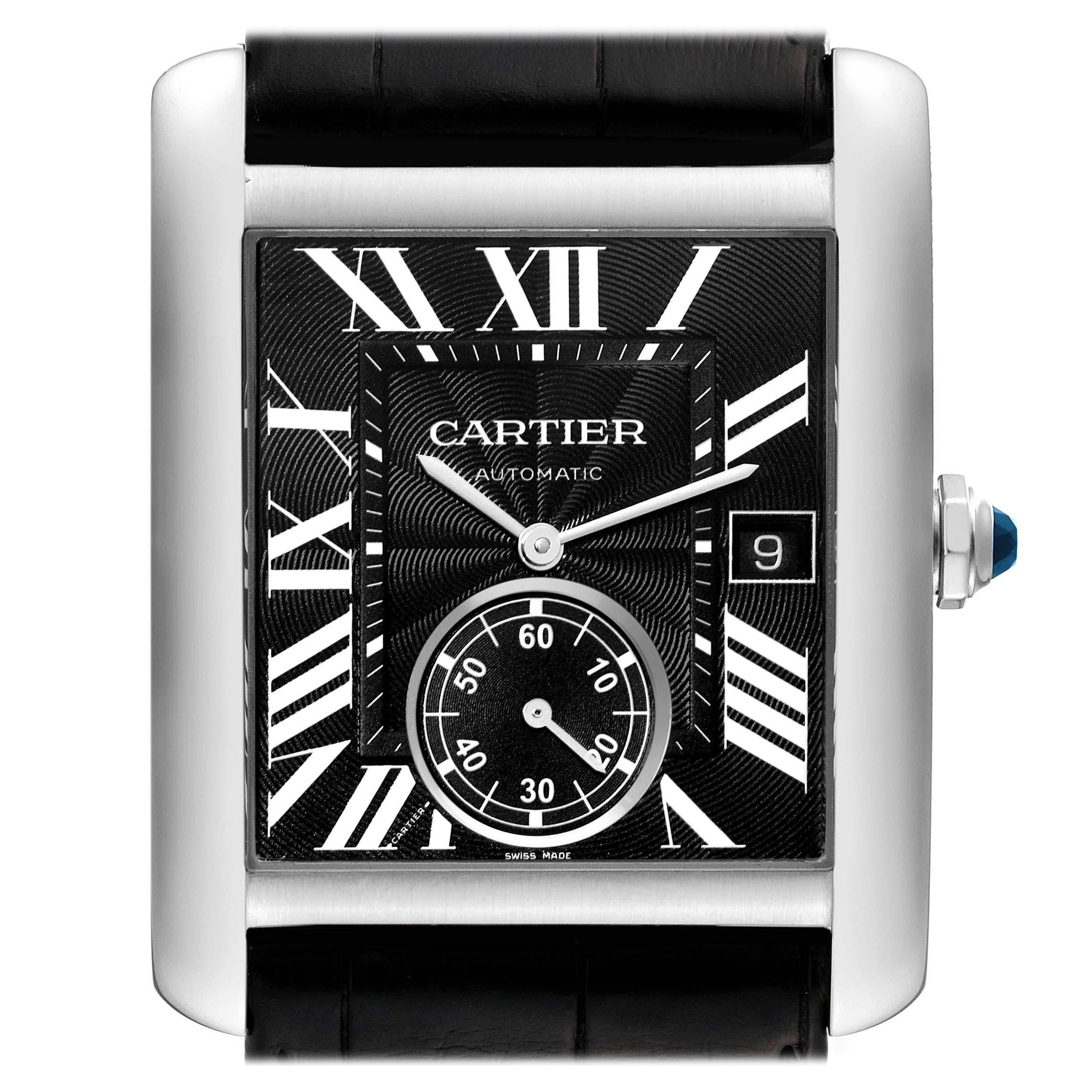 Cartier Tank MC Black Dial Automatic Steel Mens Watch W5330004 For Sale