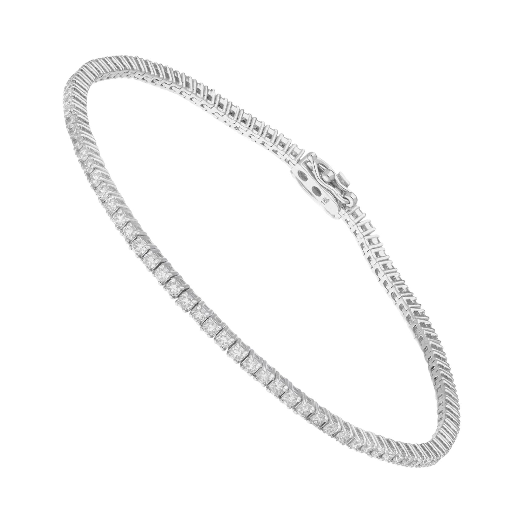 Natural 1.79 Ct. SI Clarity HI Color Diamond Tennis Bracelet 18 Karat White Gold For Sale