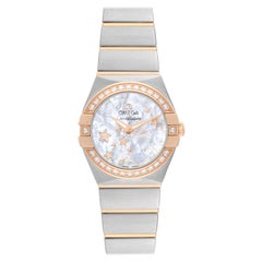 Used Omega Constellation Star Steel Rose Gold Diamond Ladies Watch