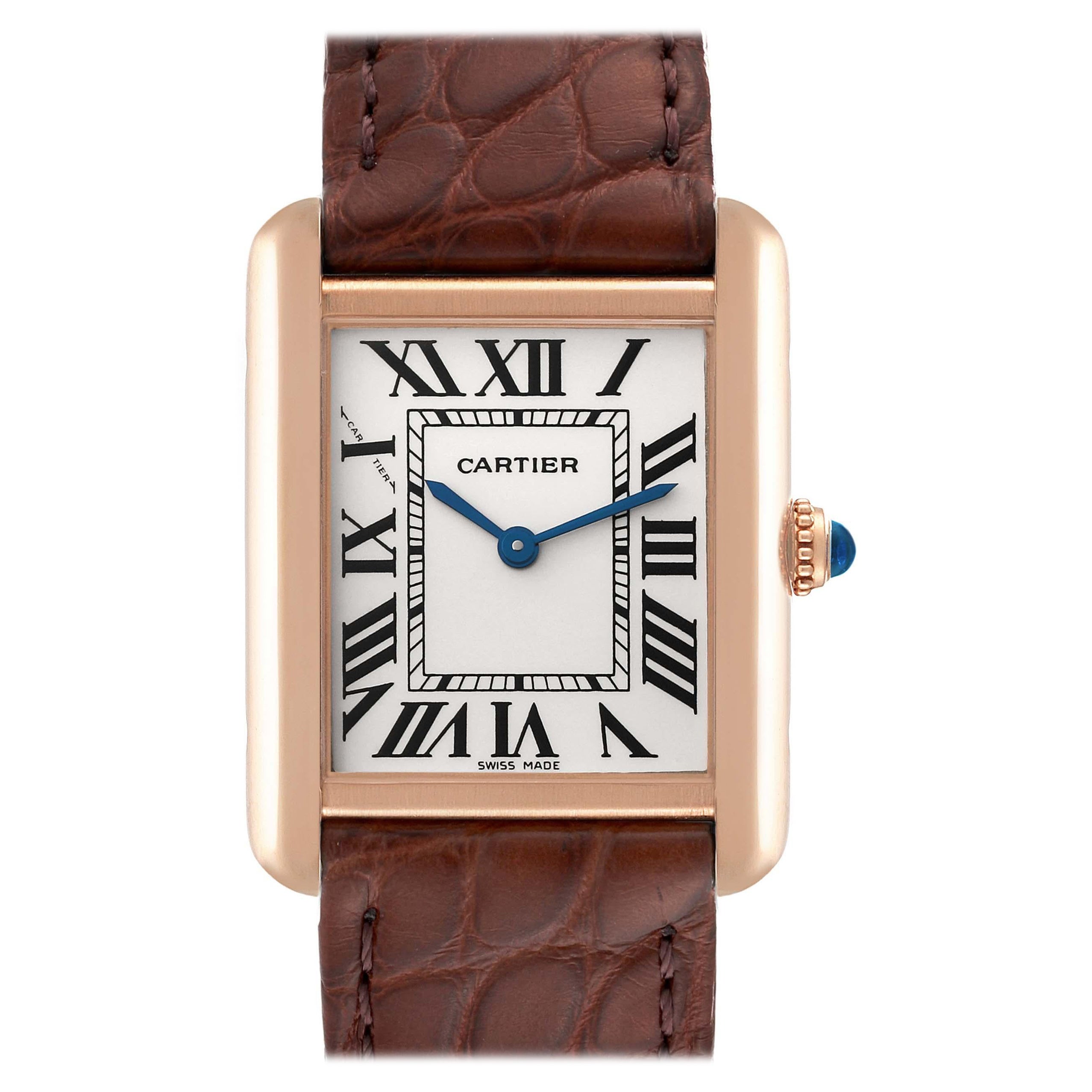 Cartier Tank Solo Silver Dial Rose Gold Steel Ladies Watch W5200024 Papers