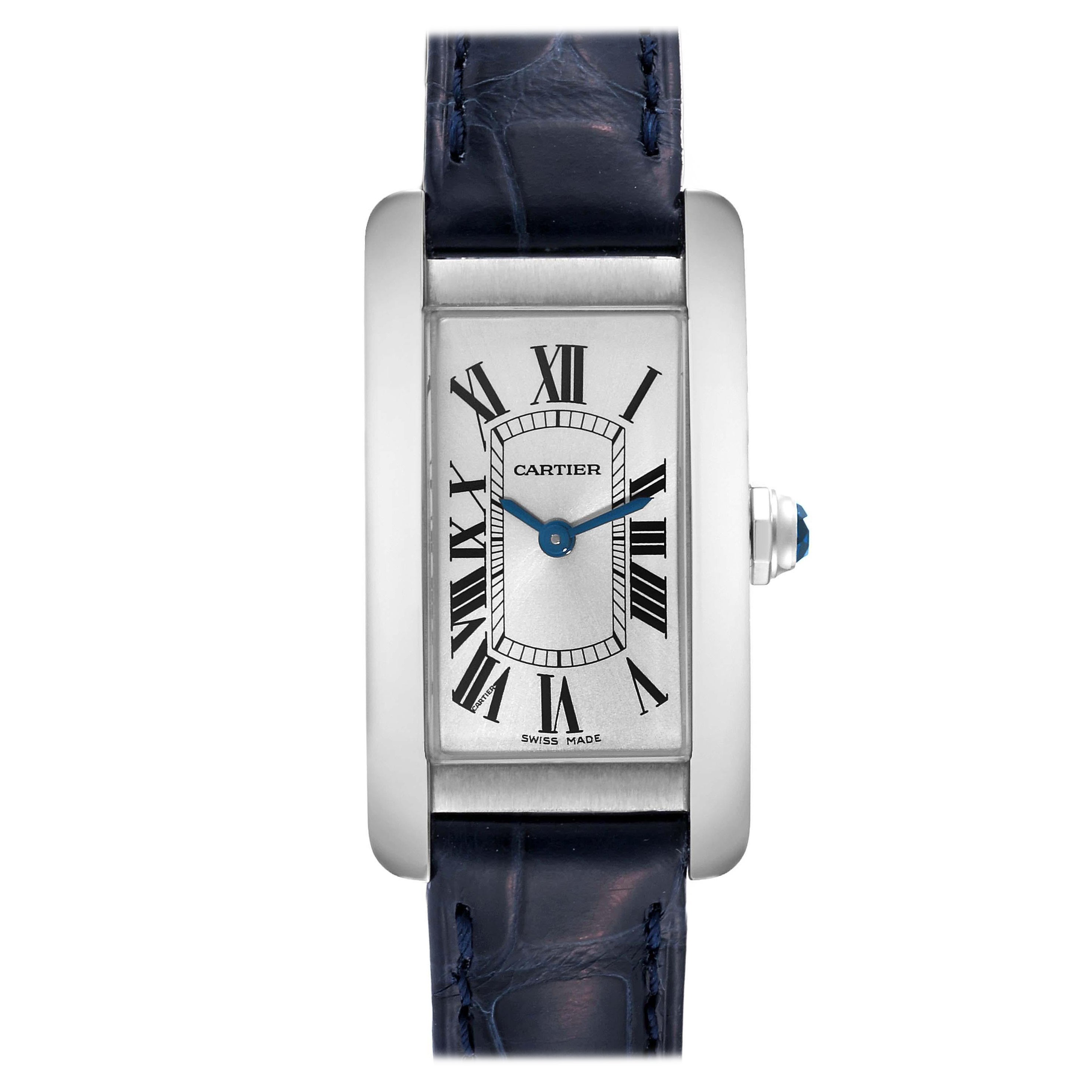Cartier Tank Americaine Steel Silver Dial Ladies Watch WSTA0016 Box Papers For Sale