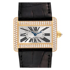 Used Cartier Tank Divan Yellow Gold Diamond Ladies Watch WA301036