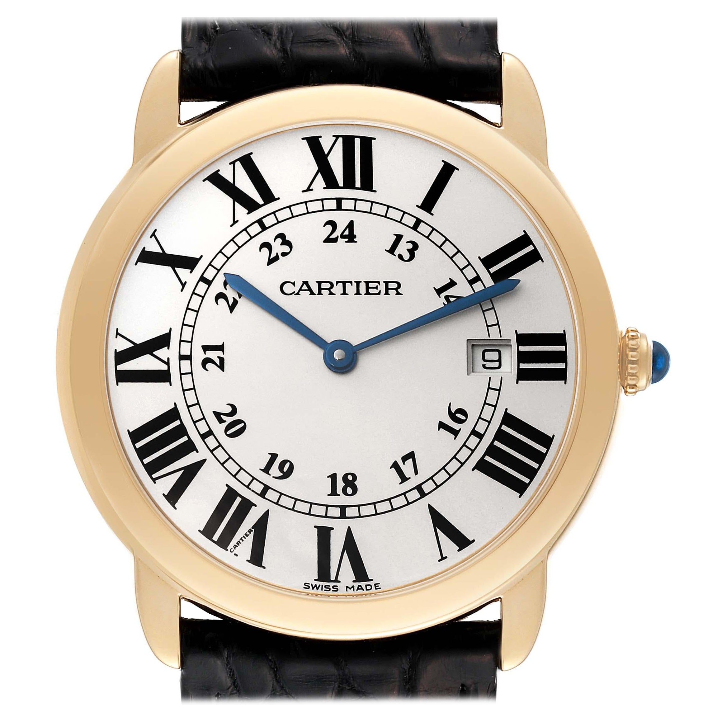 Cartier Ronde Solo 36 mm grande montre pour hommes en or jaune W6700455 non portée en vente