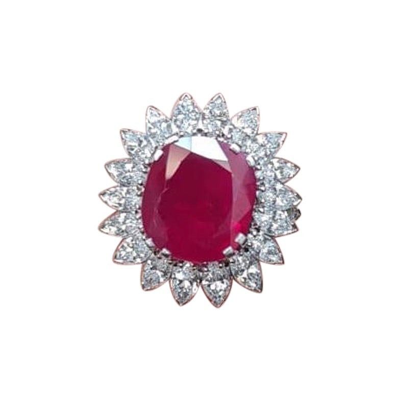 Modern GRS Certified 5 Carat Unheated Ruby Diamond Cocktail Solitaire Ring For Sale