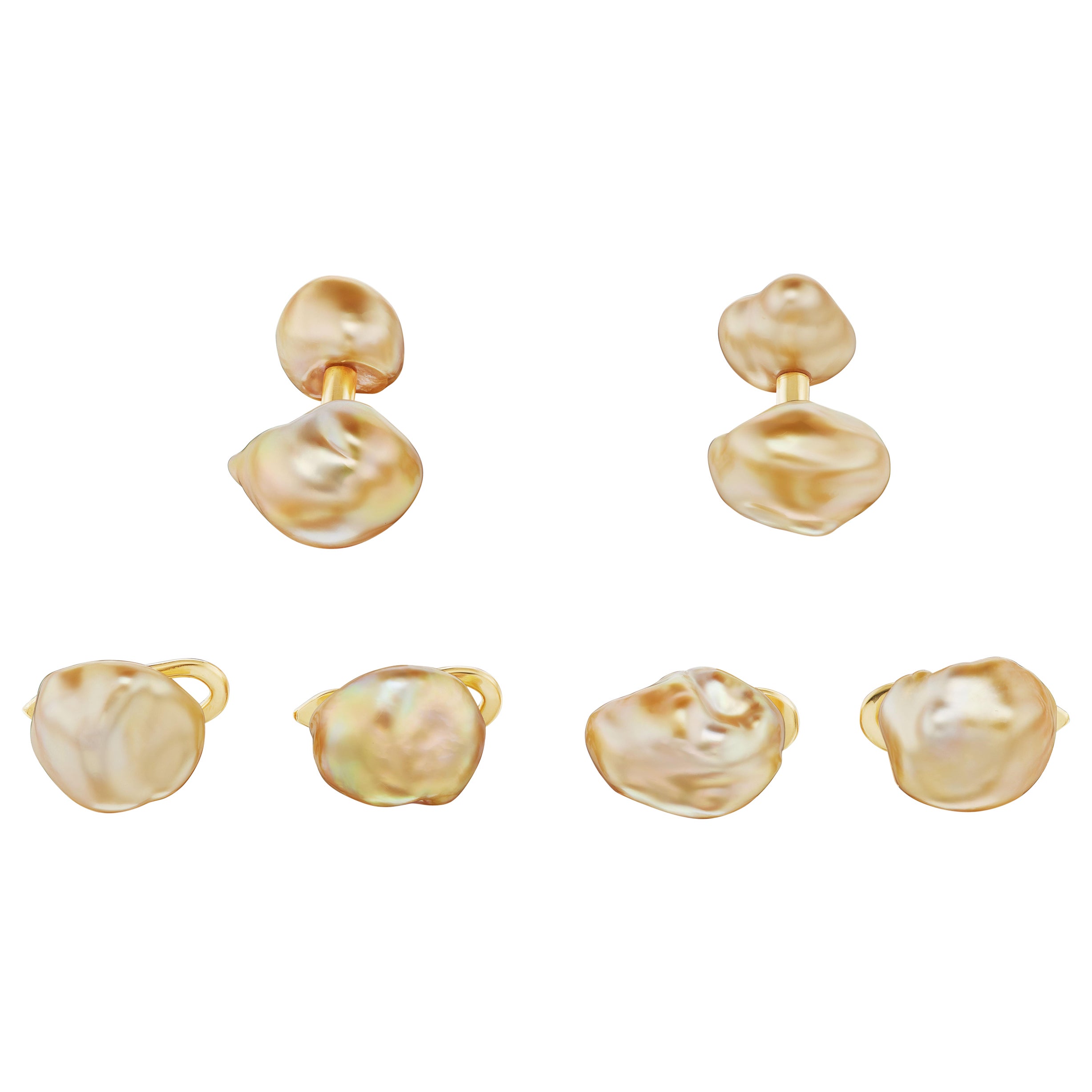 Michael Kanners Collectable Golden Keshi Pearl Dress Set For Sale