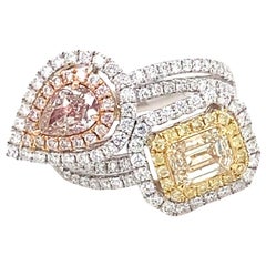 1,70 Karat Weißer und Pink Diamond Zweifarbiger Verlobungsring aus Gold