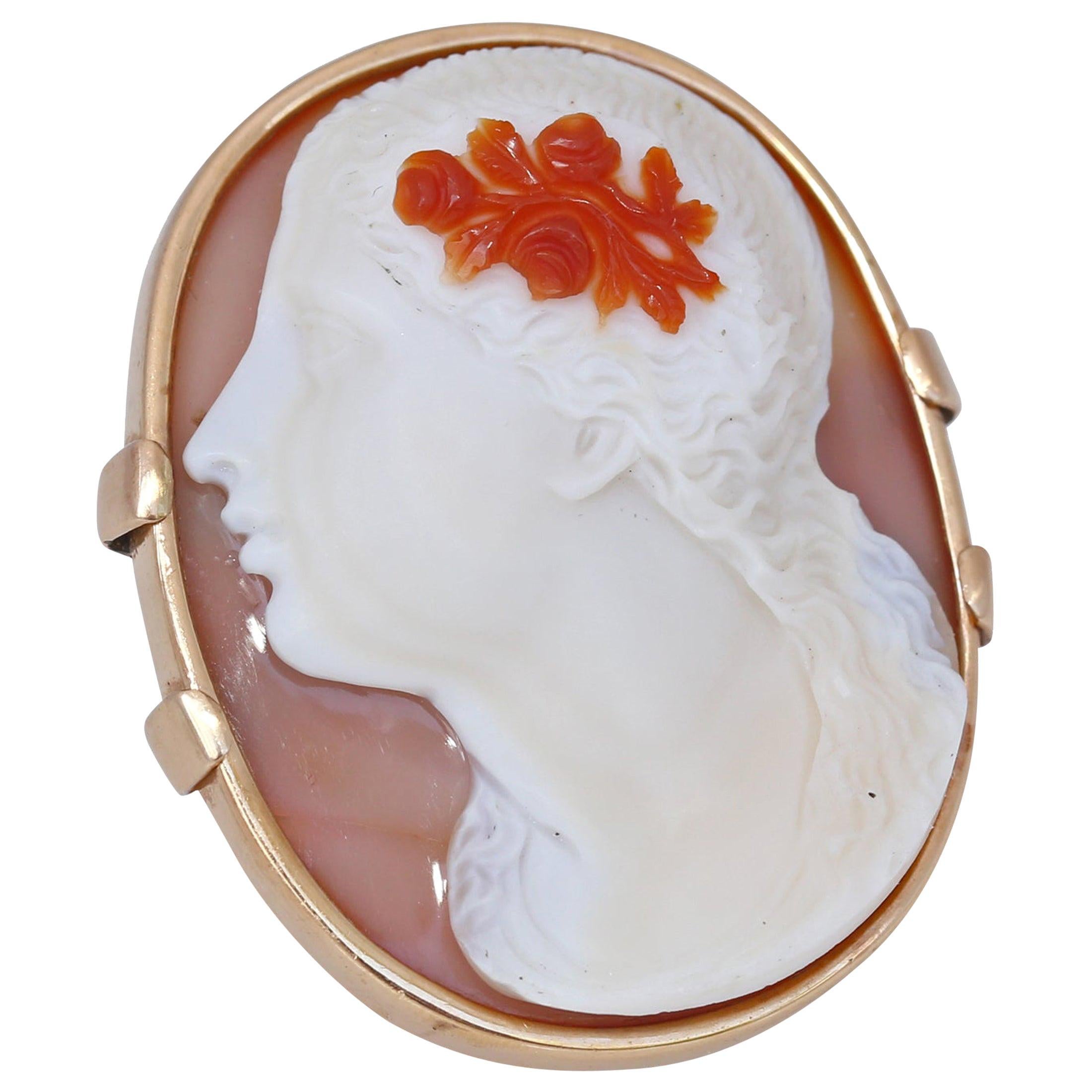 Cameo  3 Layer Carnelian Greek Revival Gold Ring, 1890
