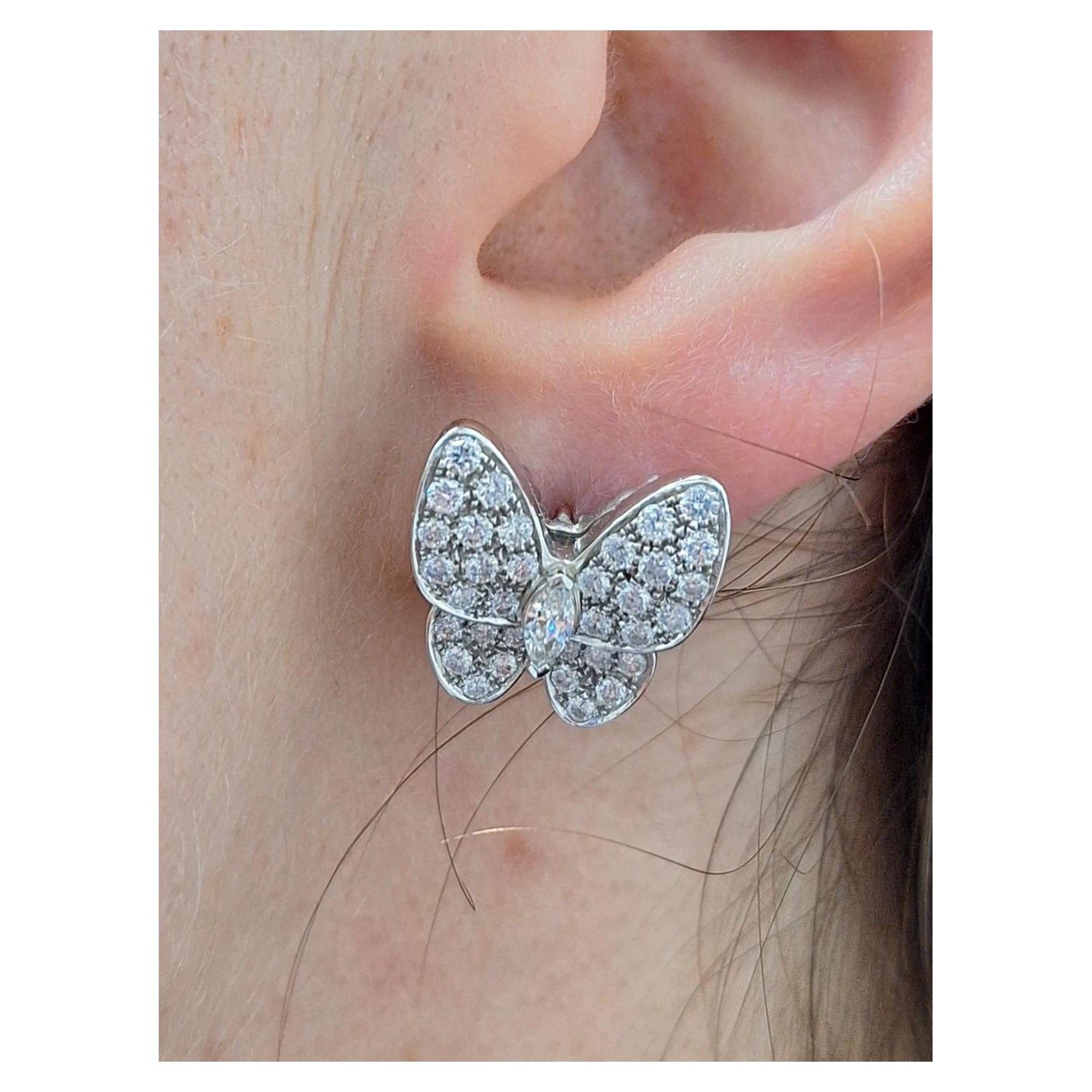 Van Cleef - Boucles d'oreilles papillon à diamants en vente