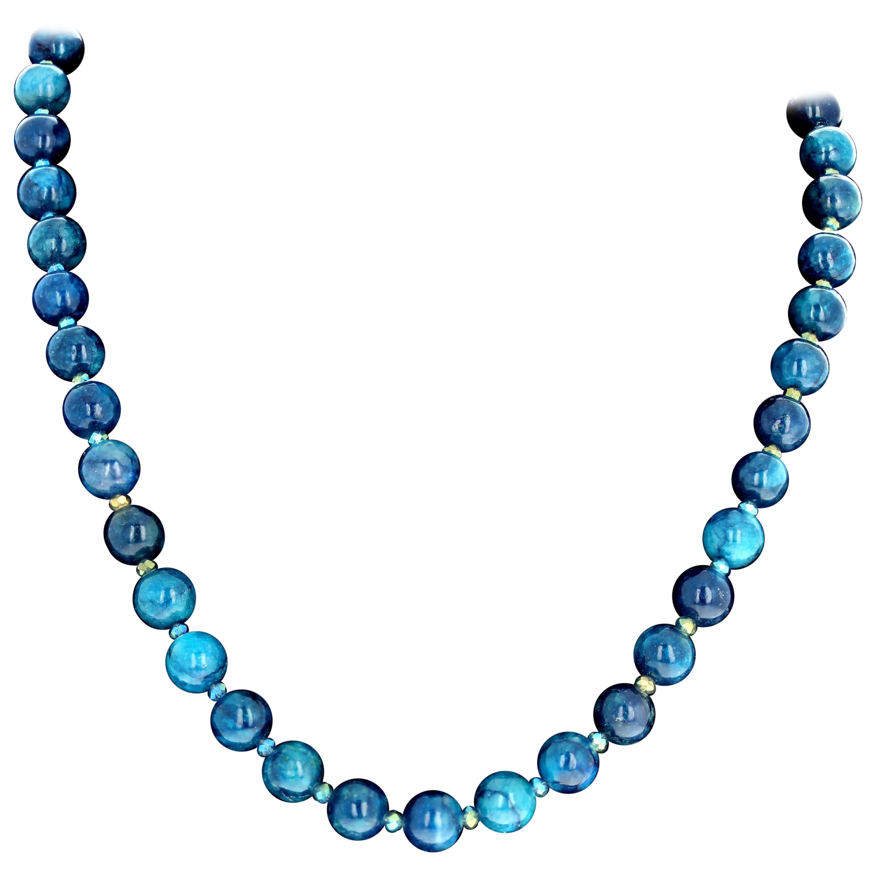 AJD, magnifique collier long de 20 pouces en azurite naturelle véritablement magnifique